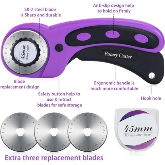 Rotary Cutter Set,Sewing Quilting Supplies,45mm Fabric Cutters,A3 Cutting Mat - Picture 2 of 6